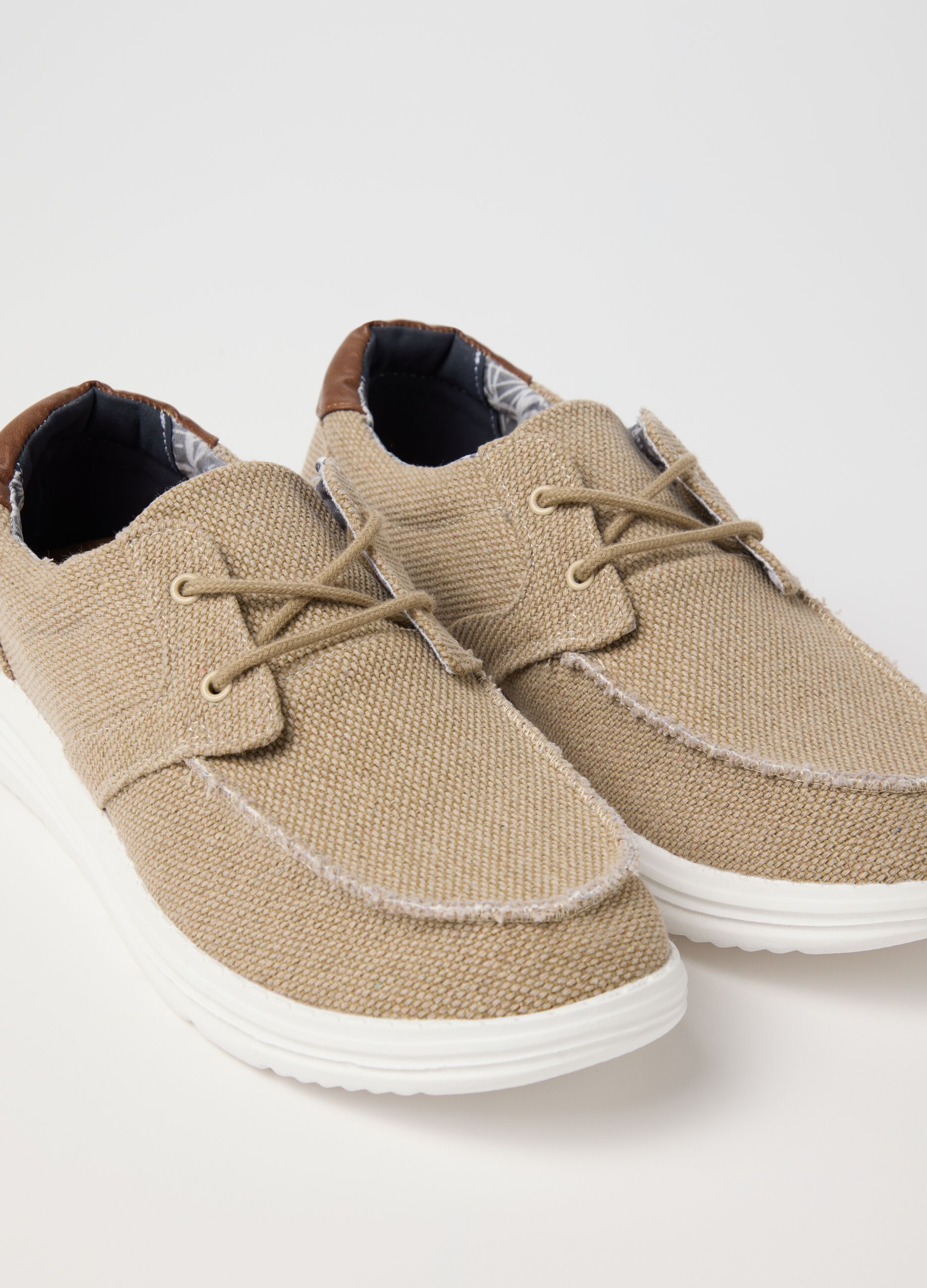 Cord moccasins in cotton canvas
