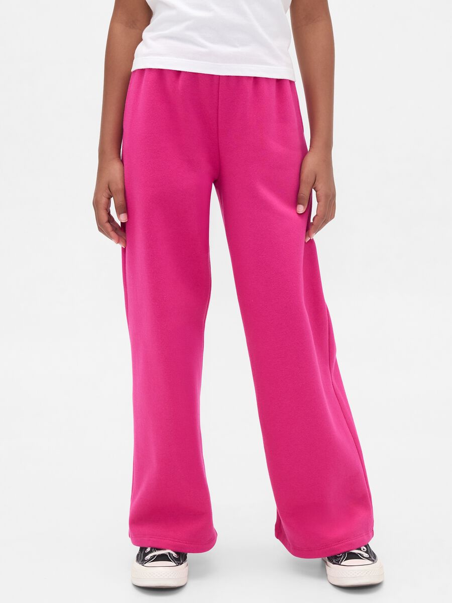 Pantaloni rosa per bambina in misto cotone e poliestere_1