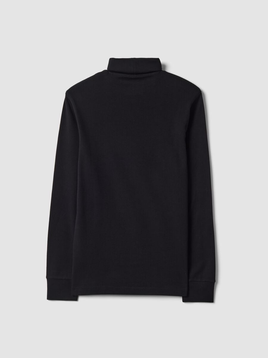 Black pure cotton roll-neck T-shirt_2