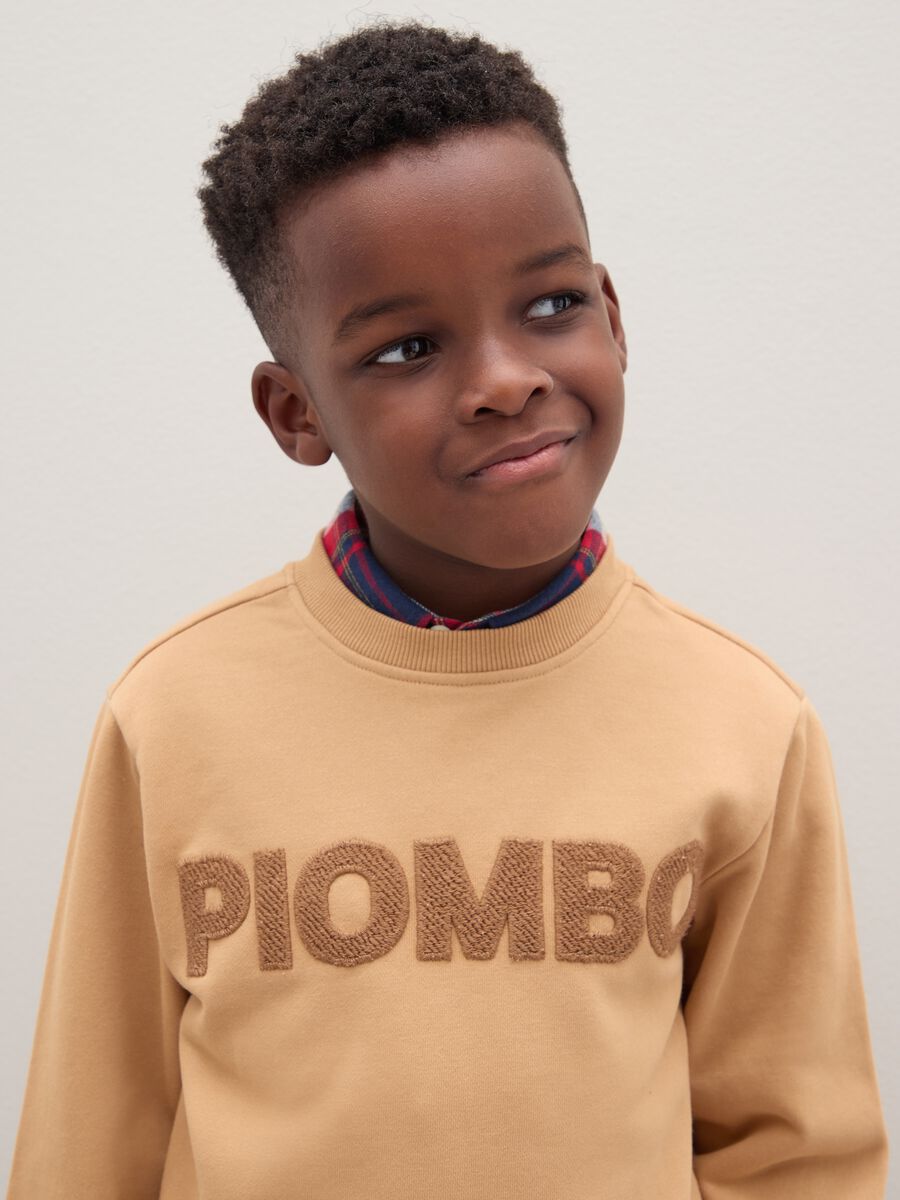 Beige Regular Fit Cotton Blend Kids Sweatshirt_0