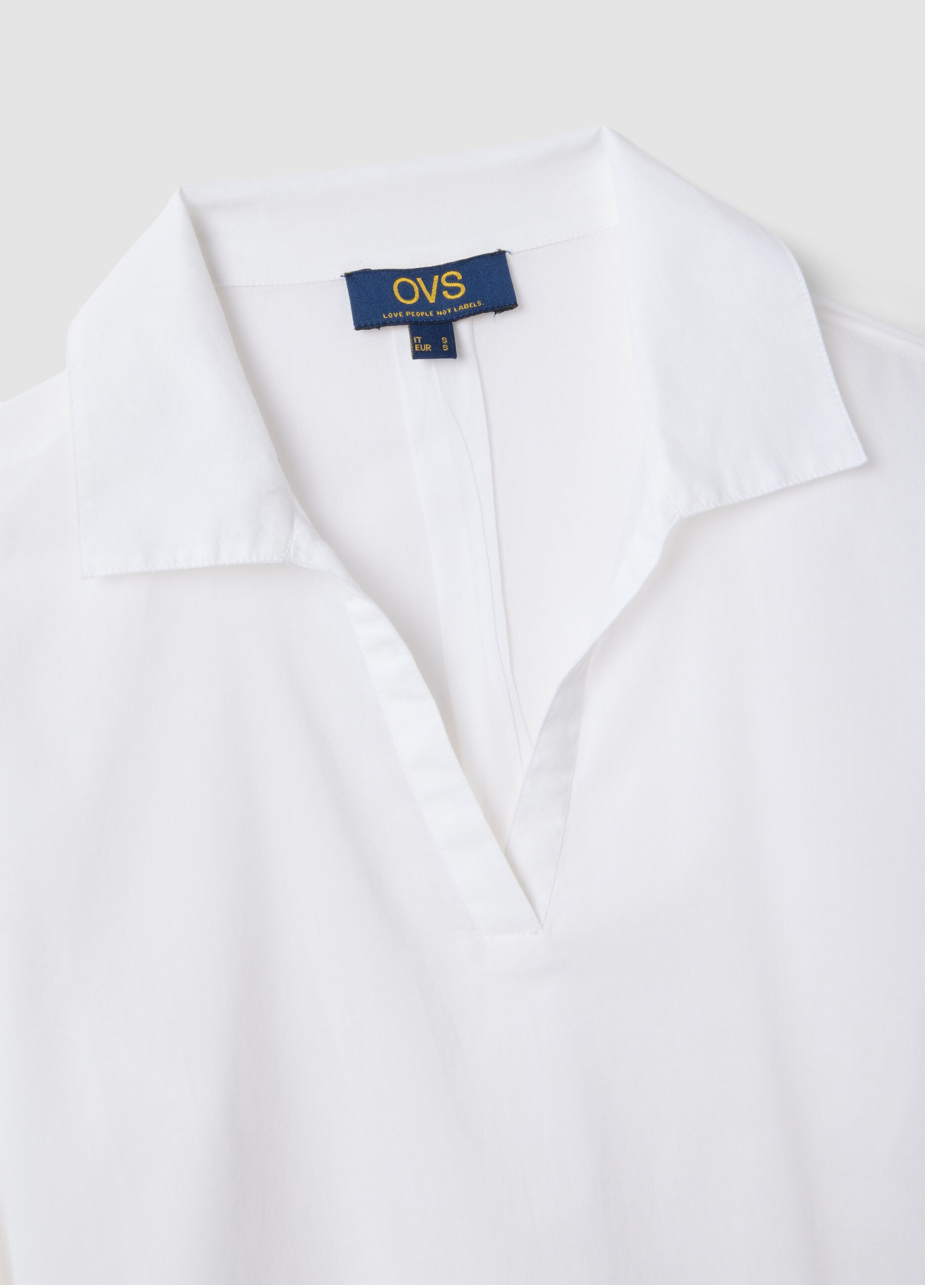 White pure organic cotton kaftan with V-neck