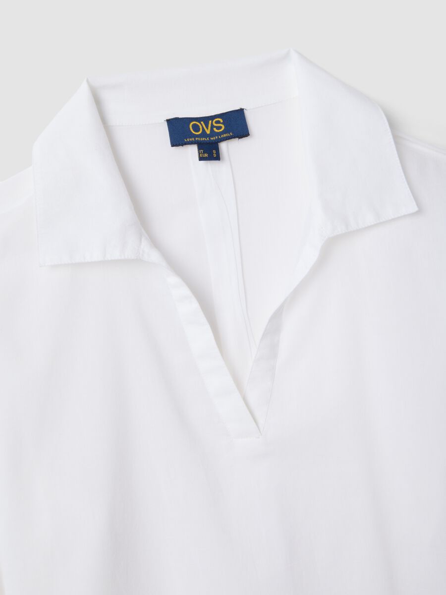 White pure organic cotton kaftan with V-neck_1