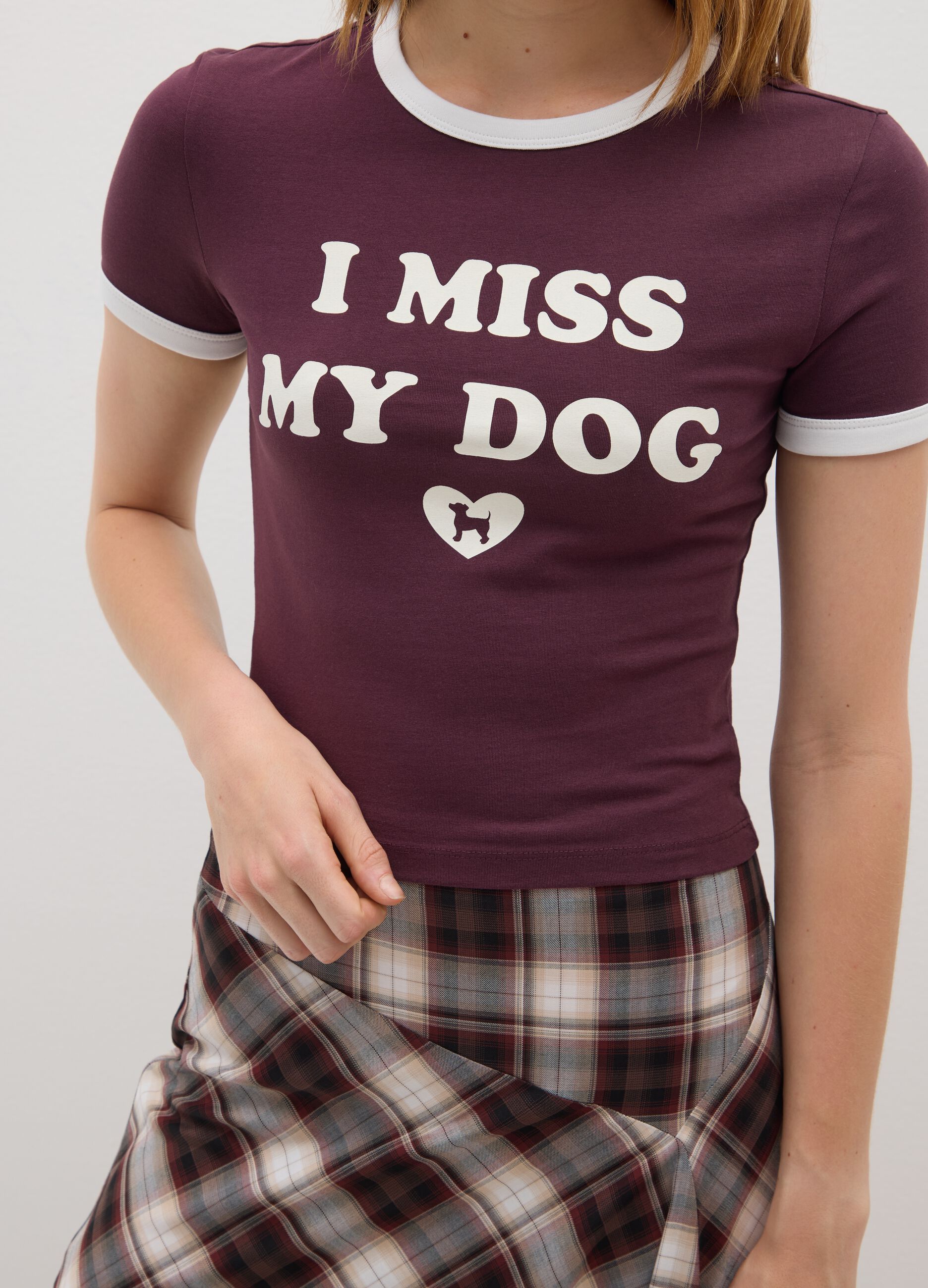Bordeaux stretchy cotton women's T-shirt
