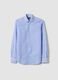 Light blue slim-fit pure cotton striped shirt_0