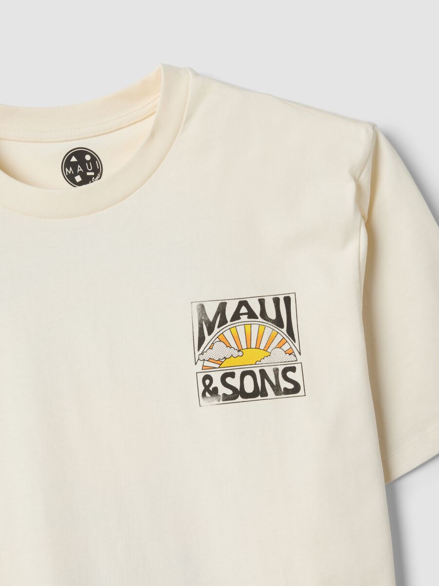 White pure cotton short-sleeve T-shirt, relaxed fit, with print_5