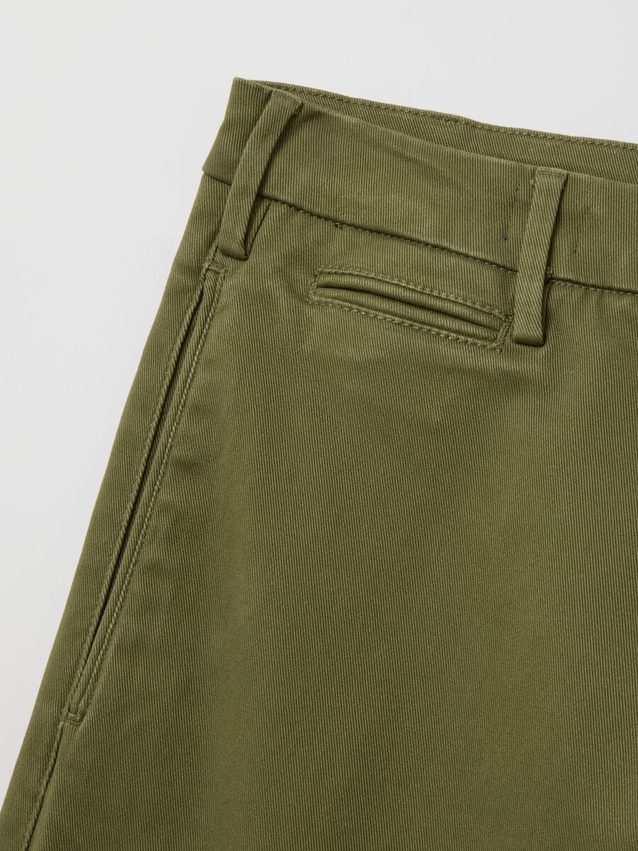 Green stretch cotton carrot fit trousers_5