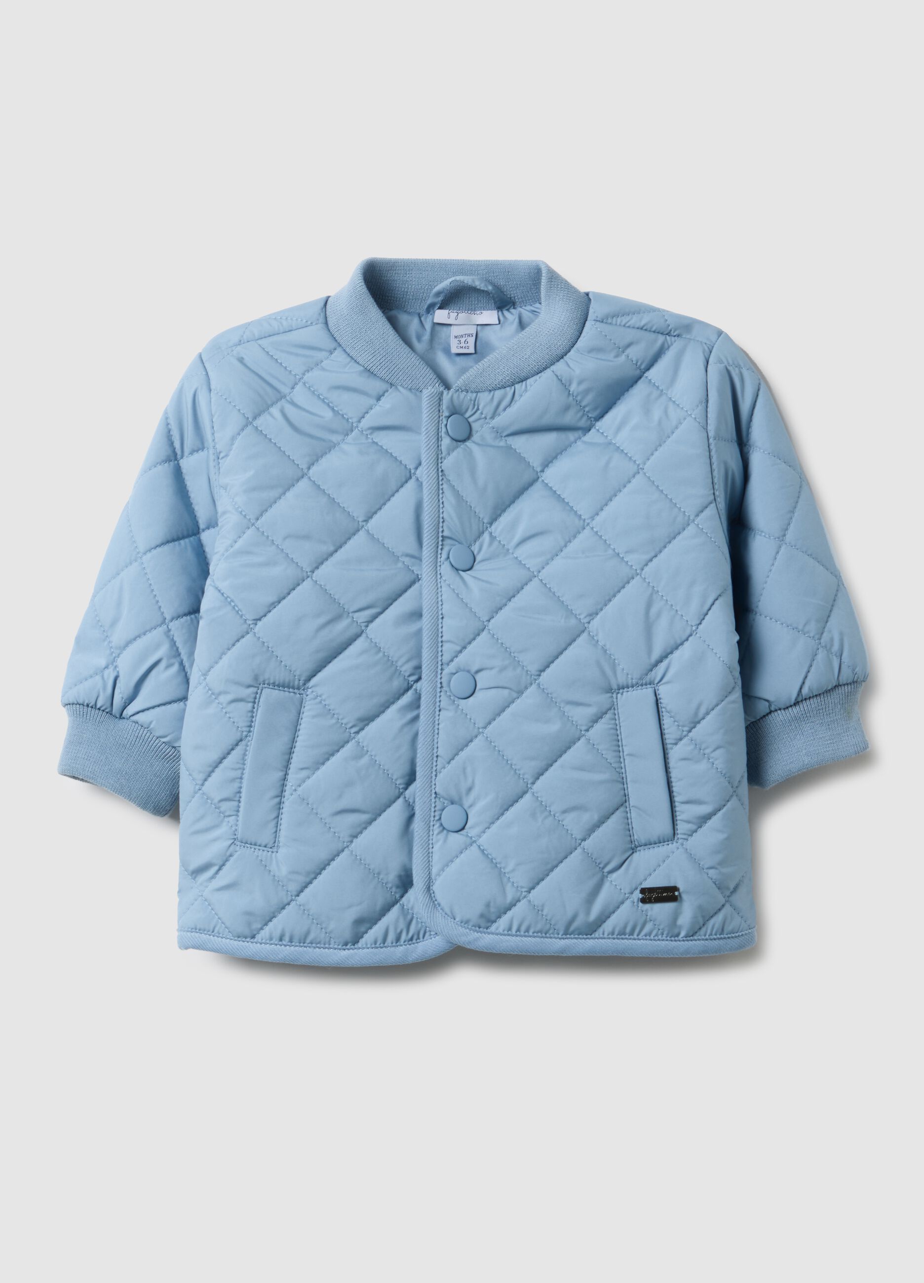 Regular fit blue quilted baby jacket