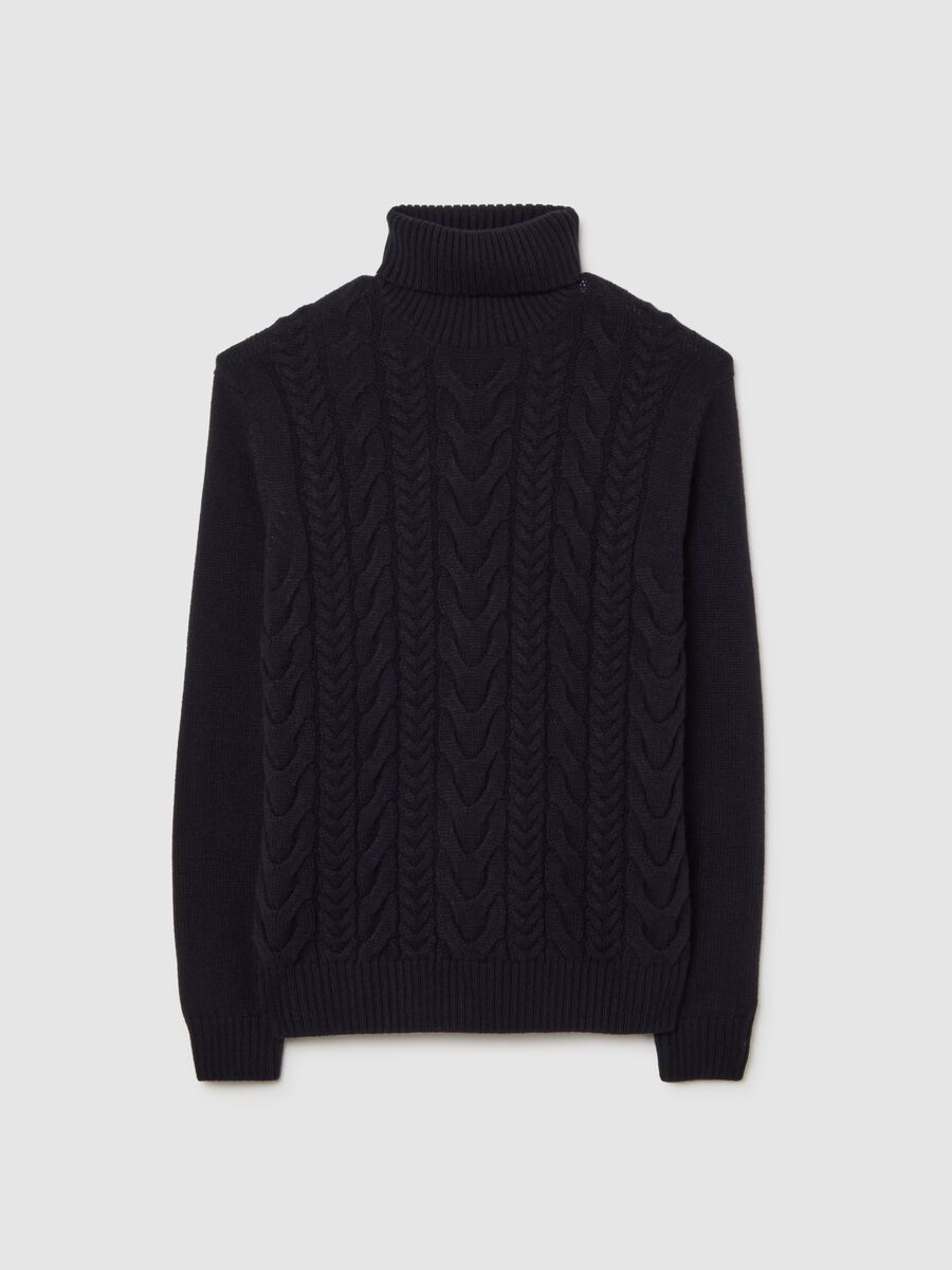 Blue turtleneck regular fit with jacquard pattern_4