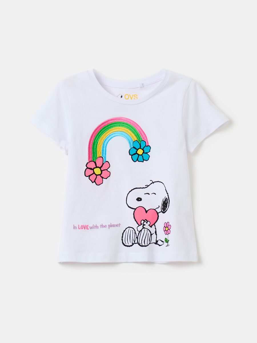 T-shirt con stampa Snoopy e ricami_0