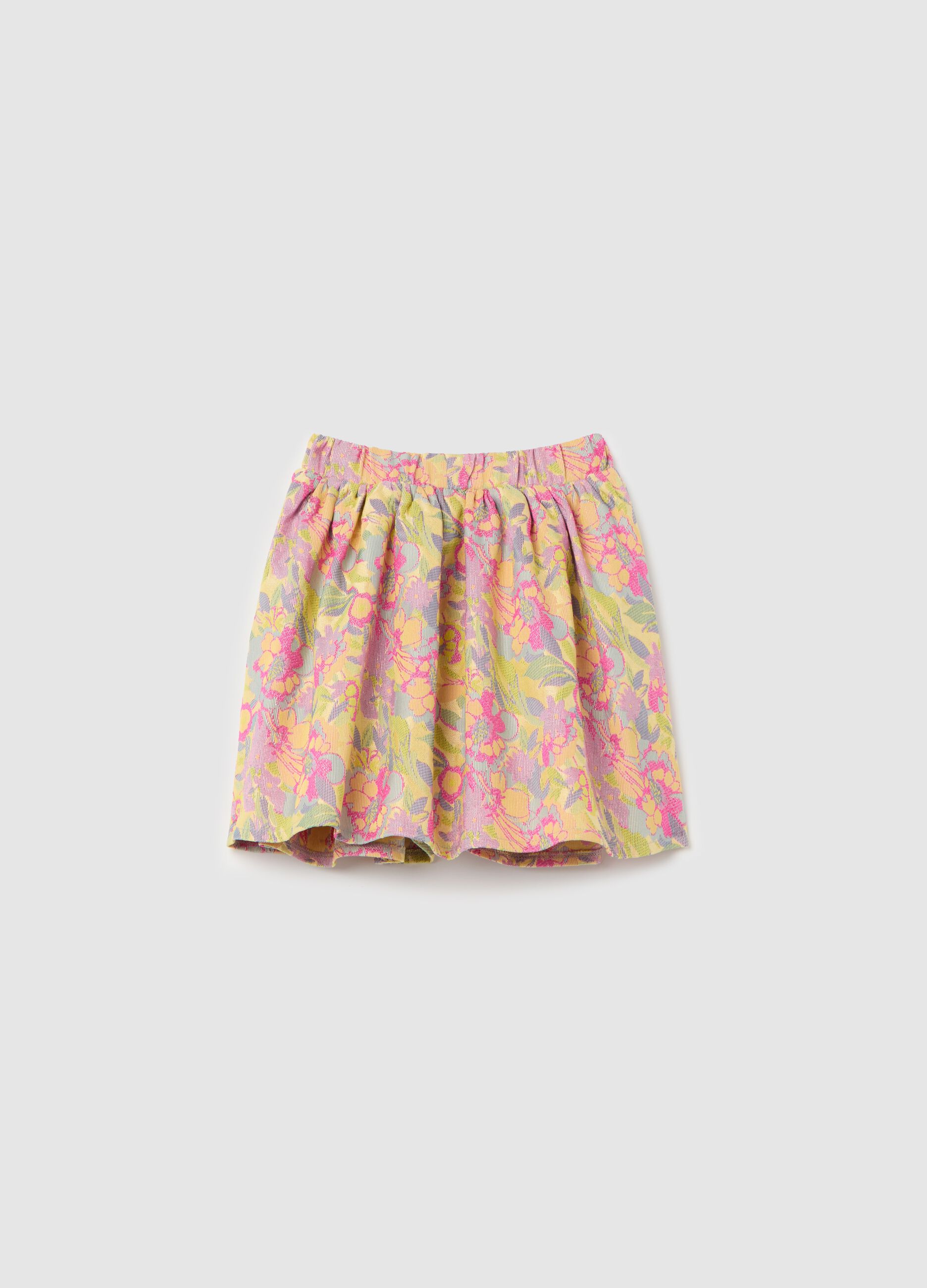 Skirt with jacquard floral design