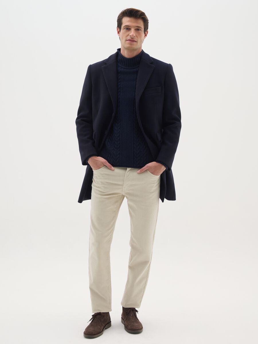 Blue Regular Fit Coat with Buttons_1