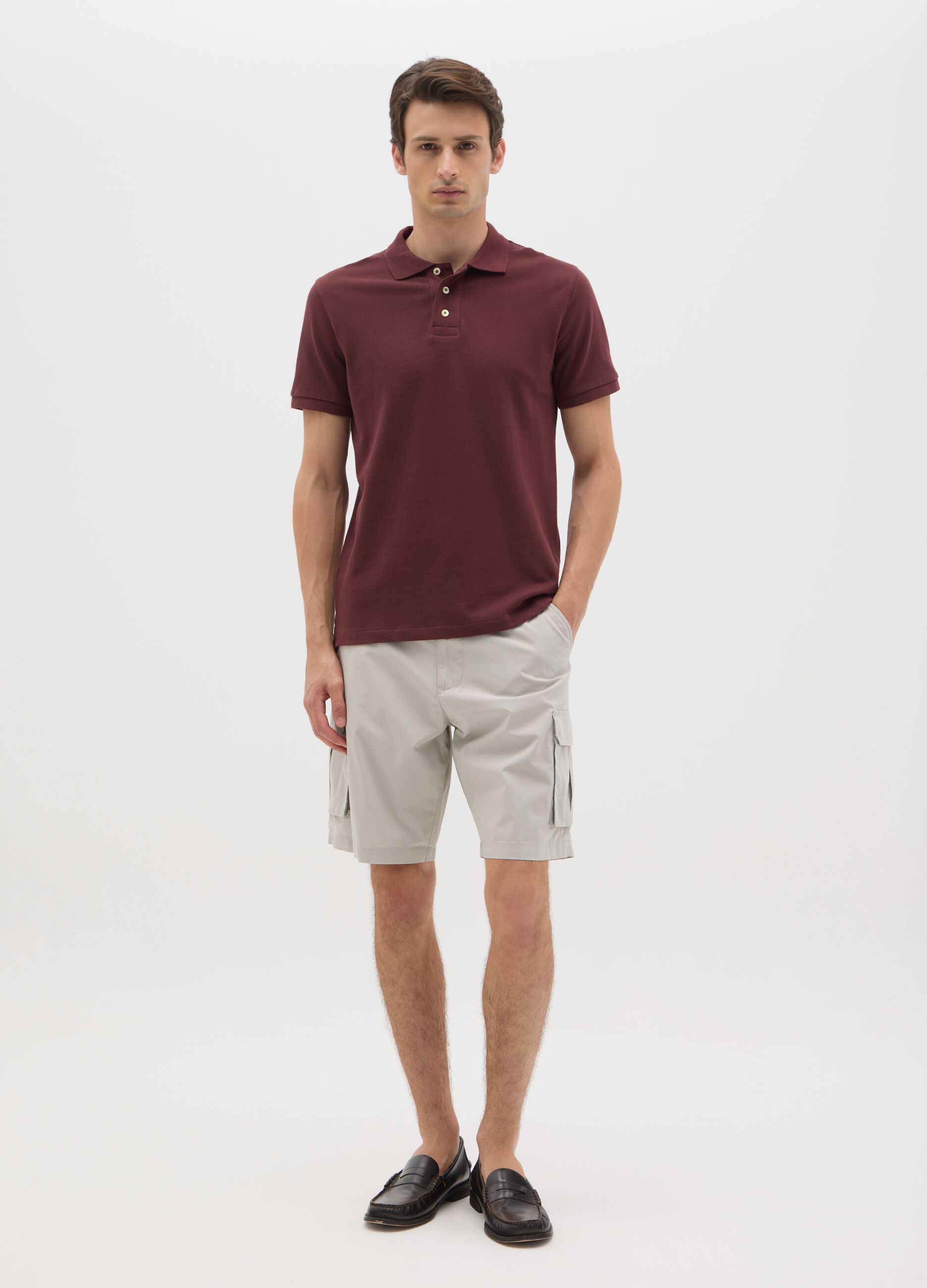 Men's beige pure cotton shorts regular fit