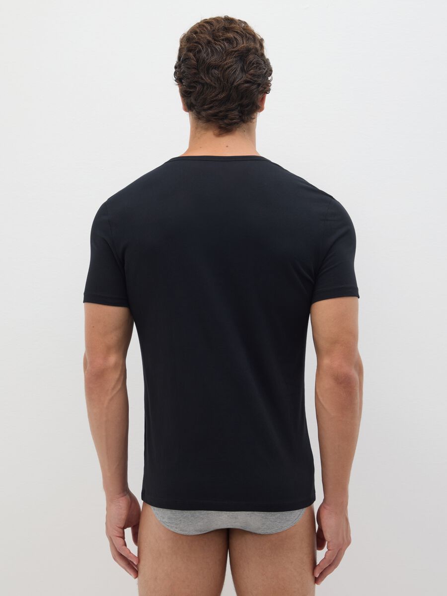 Bipack di t-shirt da uomo in puro cotone nere con scollo a V_2