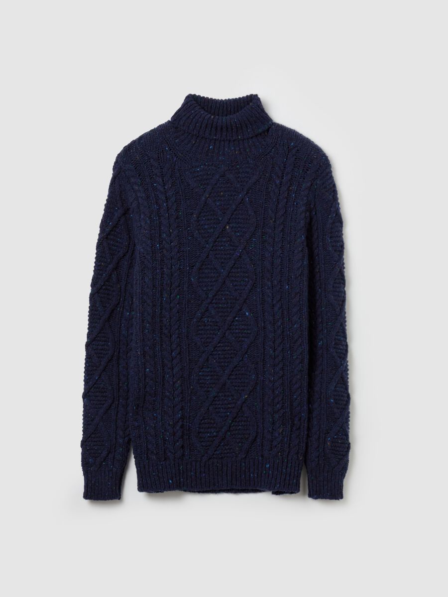 Cable-knit mélange pullover with high neck_4