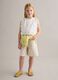 Shorts beige in misto cotone e lino con ricami_0