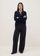Blue viscose blend jumper with polo collar regular fit_0