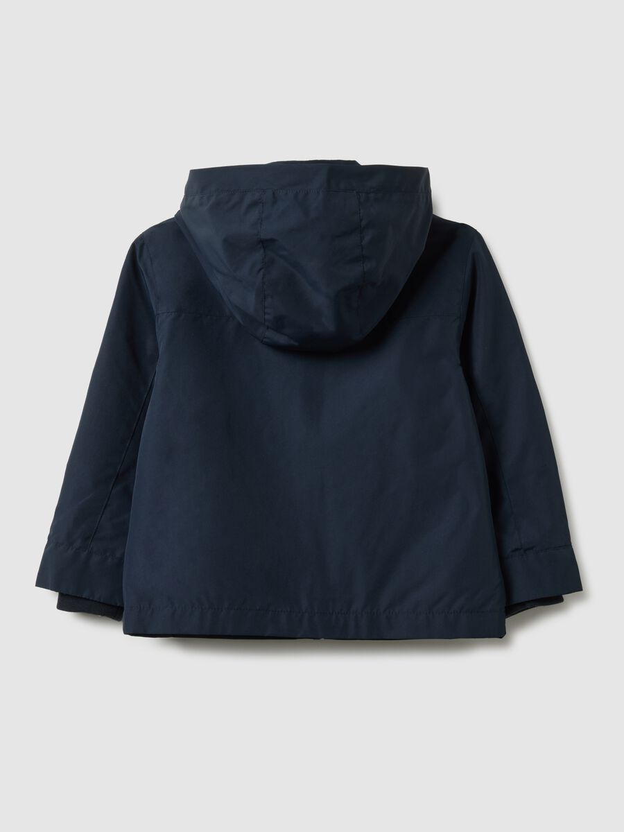 Blue lined regular fit kids' jacket with hood_1