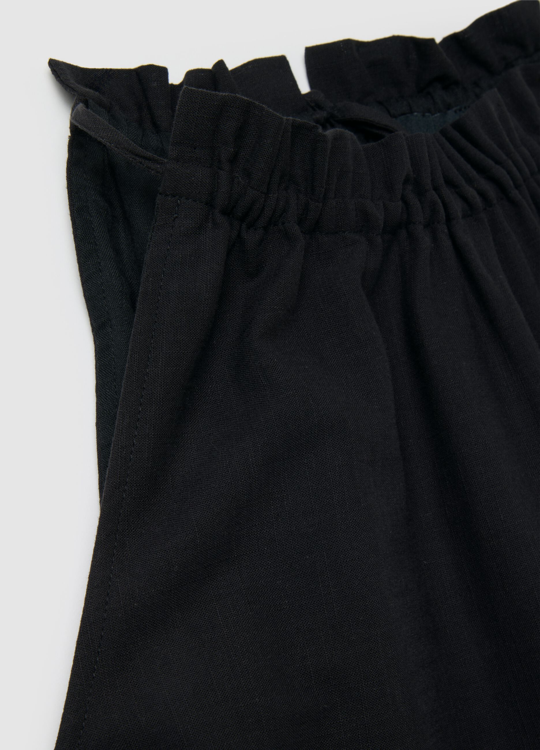 Women's long dress in pure black cotton, oversize