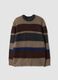 Maglione marrone in lana elasticizzata a righe con girocollo regular fit_0