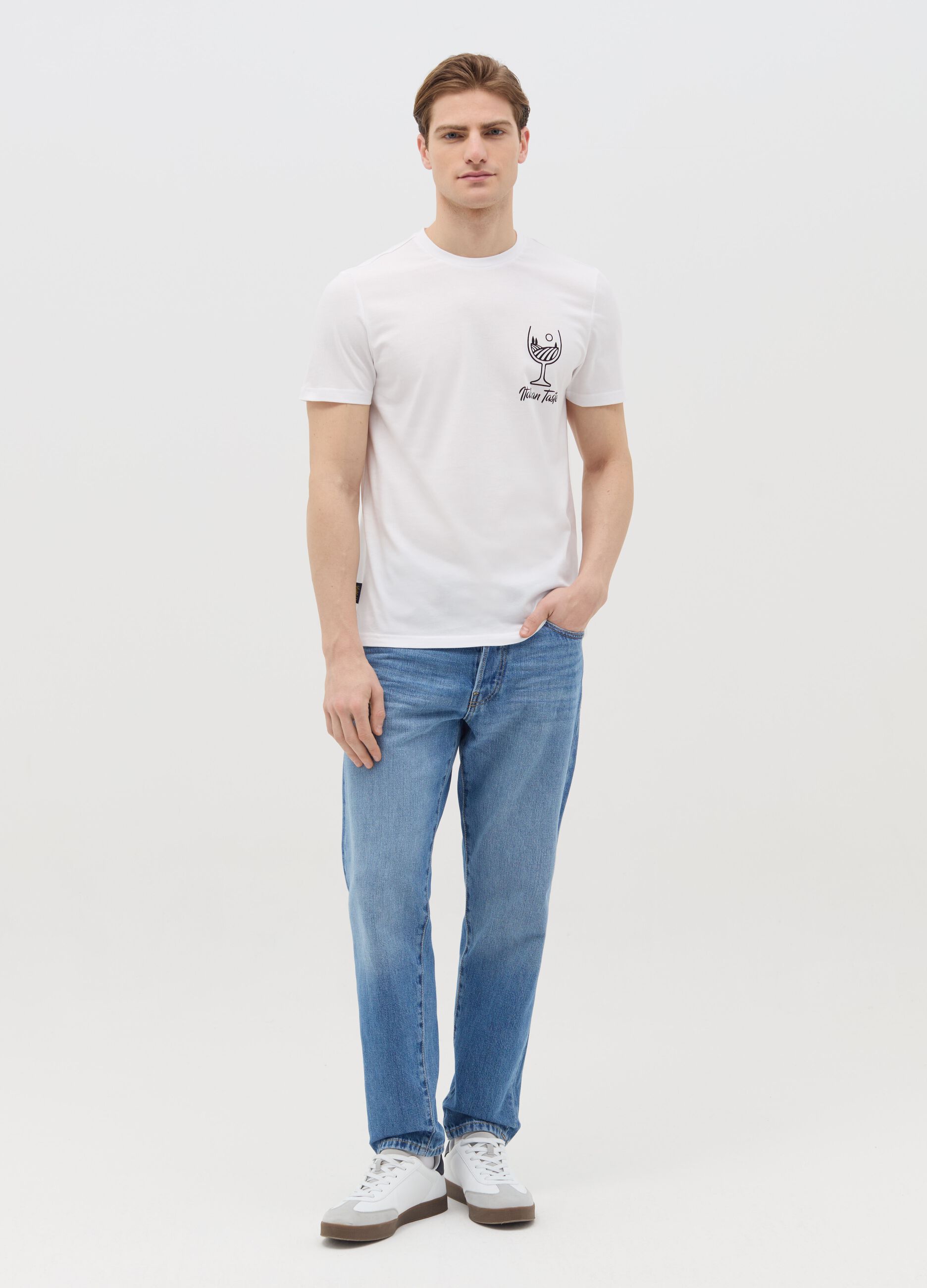 Cotton T-shirt with "Italian Taste" print