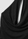 Black stretch top with draped neckline_1