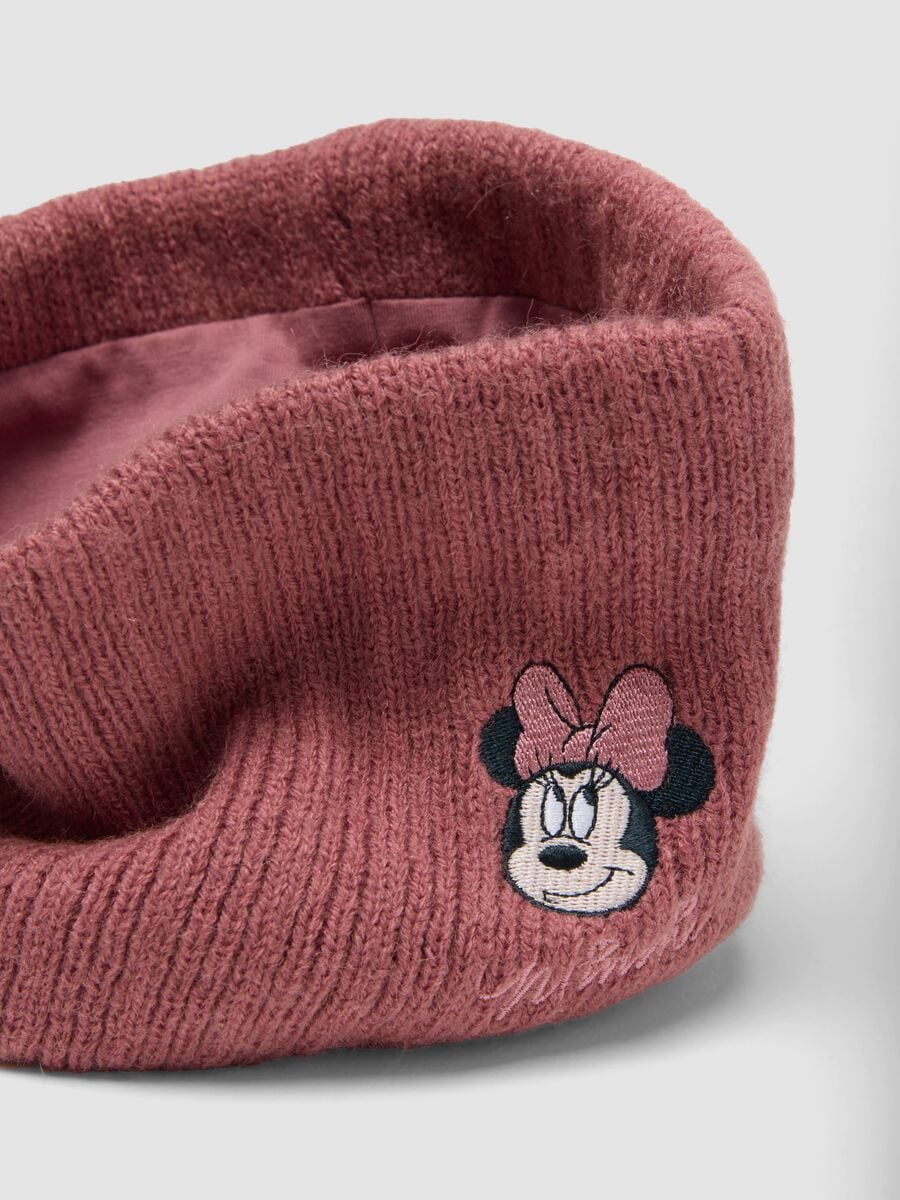 Scaldacollo rosa in maglia con ricamo Minnie_2