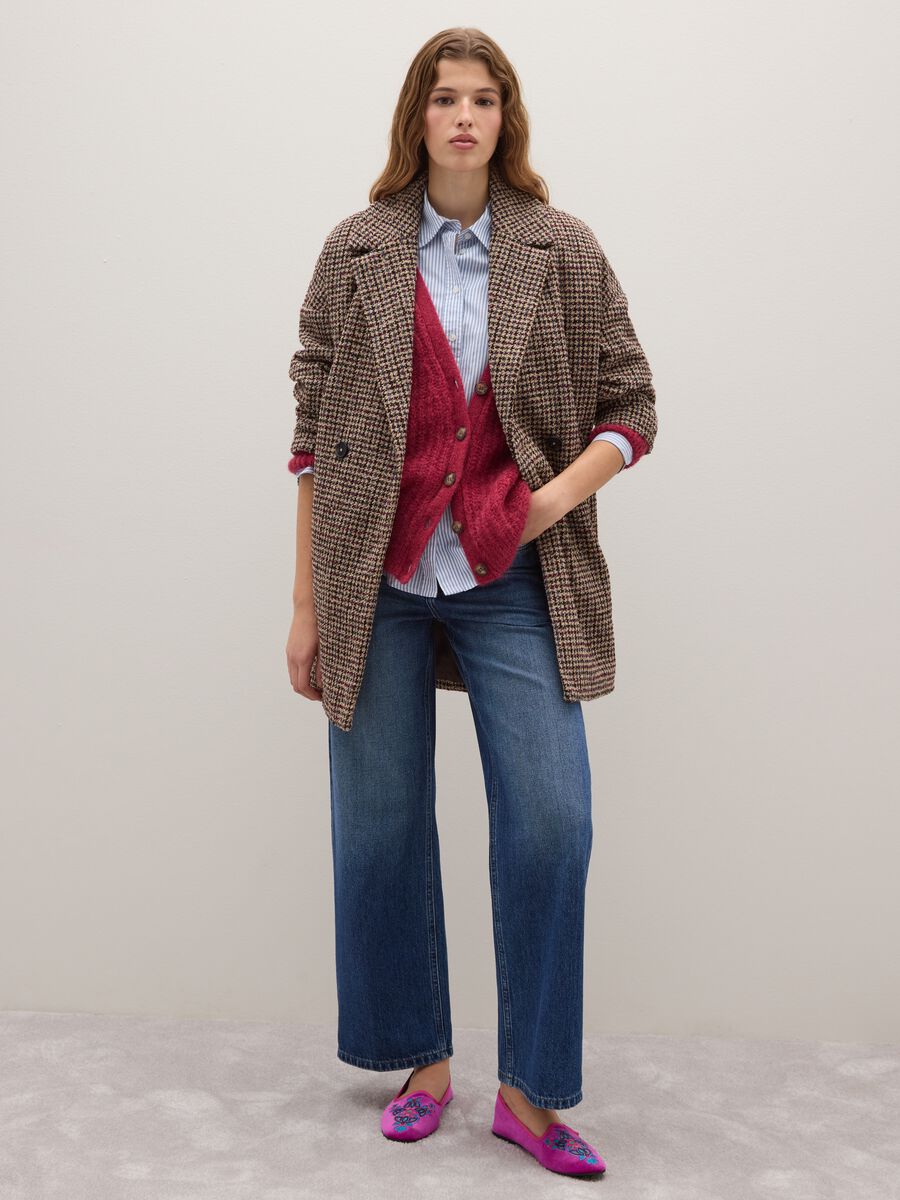 Multicolour check wool-blend oversized coat_2
