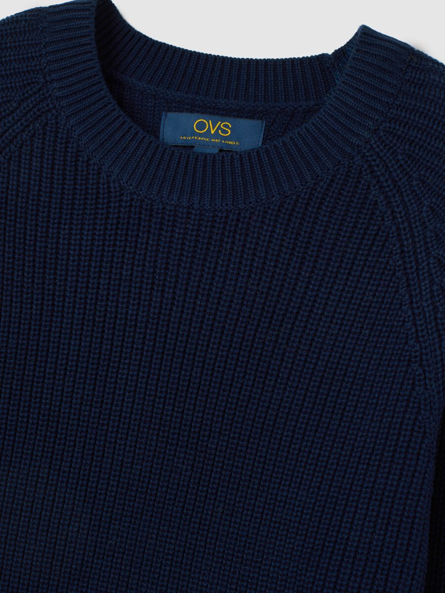 Maglione in misto cotone blu regular fit_1