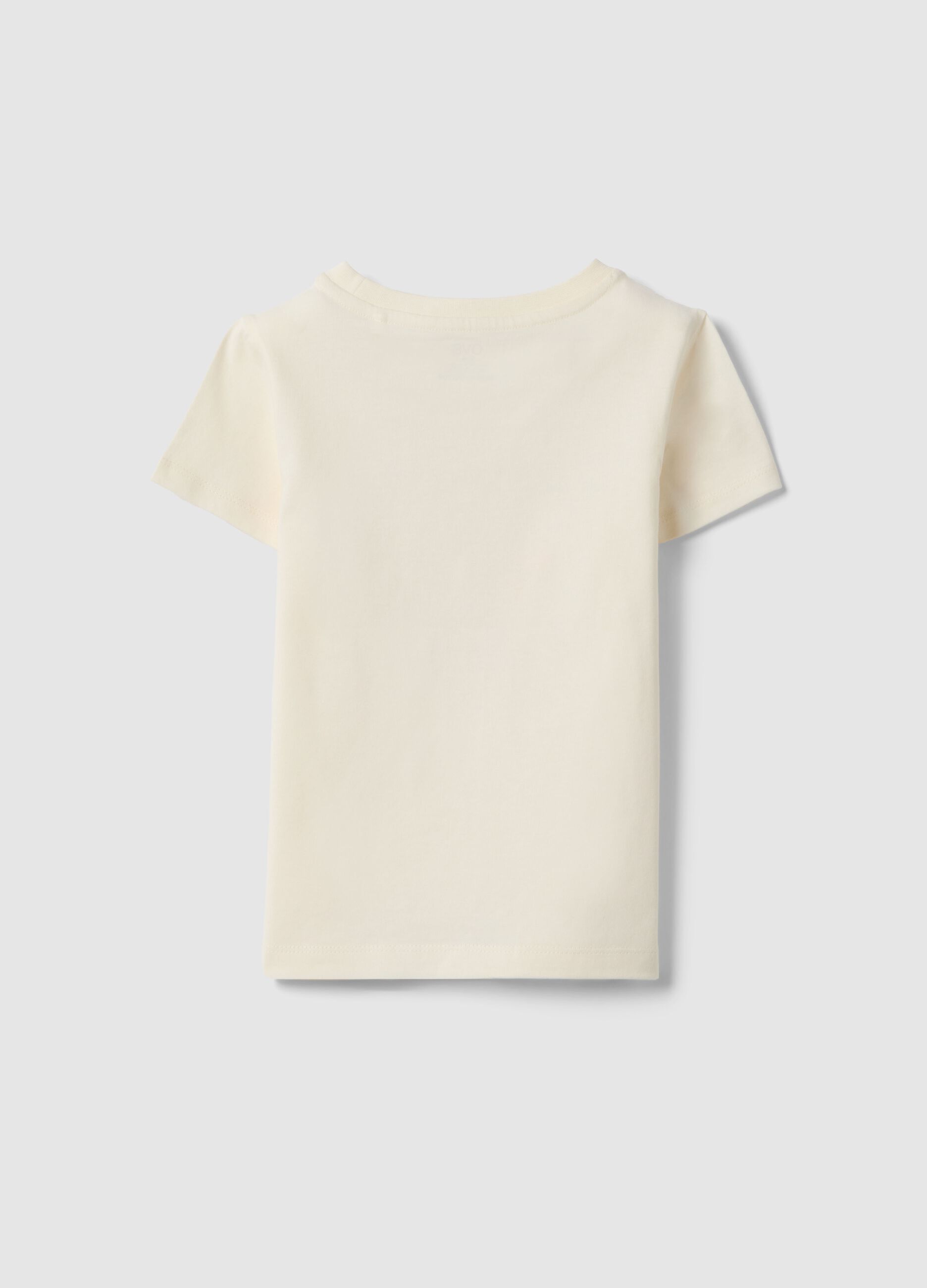 T-shirt in puro cotone beige regular fit con stampa per bambina