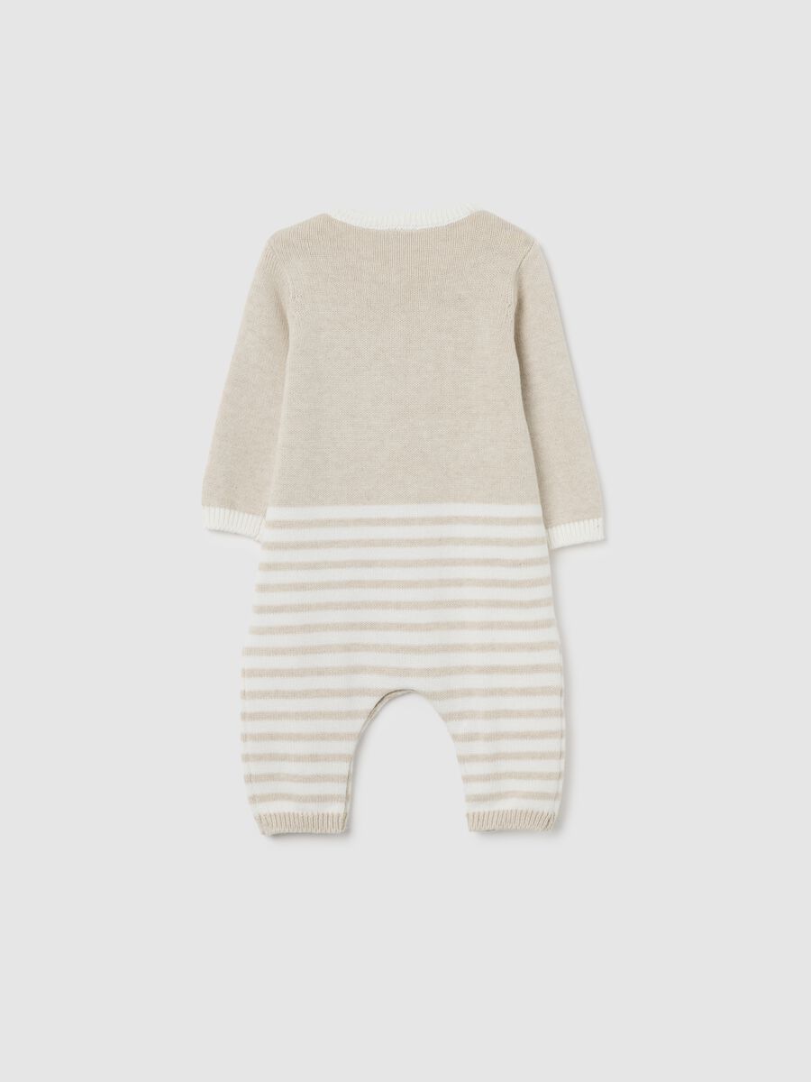 Multi-colour striped baby jumpsuit in pure cotton_1