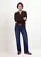 Brown viscose-blend polo-collar jumper with relaxed fit_1