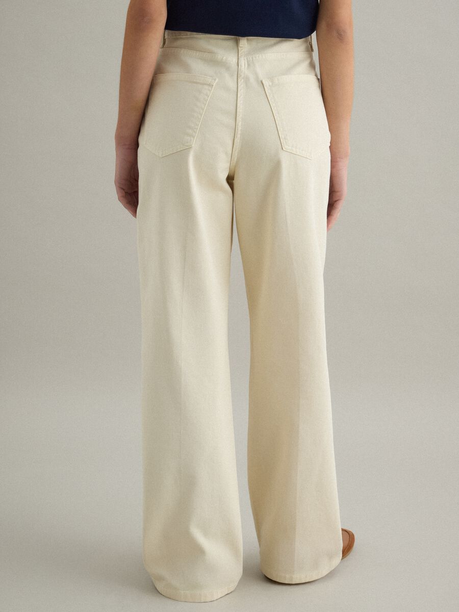 Straight Beige Stretch Cotton Chino Trousers_2