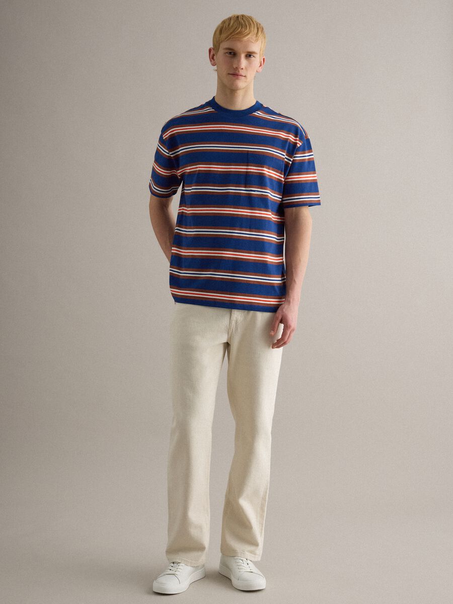 T-shirt in puro cotone a righe multicolor relaxed fit_1