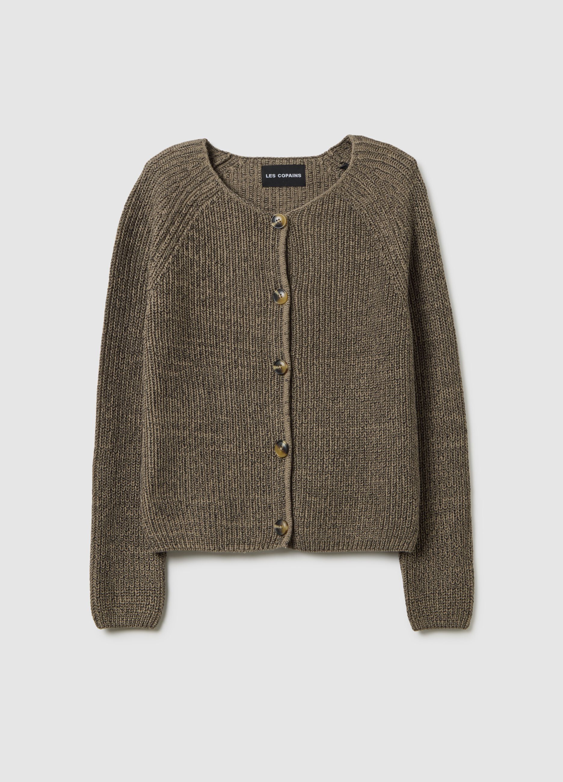 Regular fit pure cotton brown cardigan