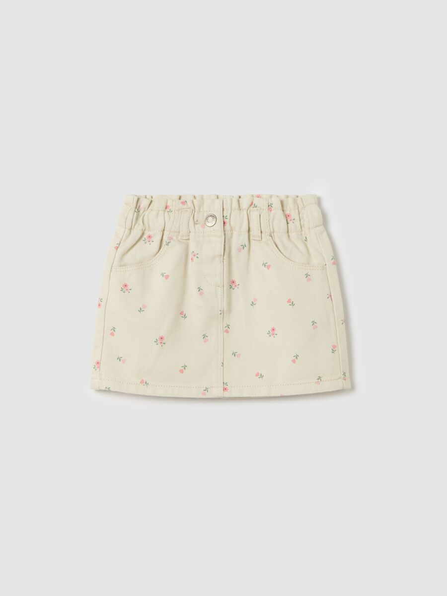Drill miniskirt with small flowers print_0
