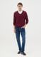 Red mixed material sweater, regular fit_0