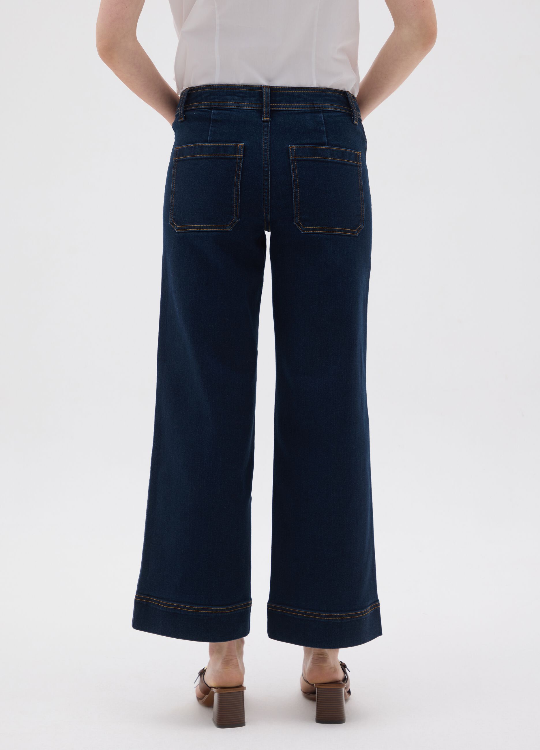 Women's blue denim trousers regular fit