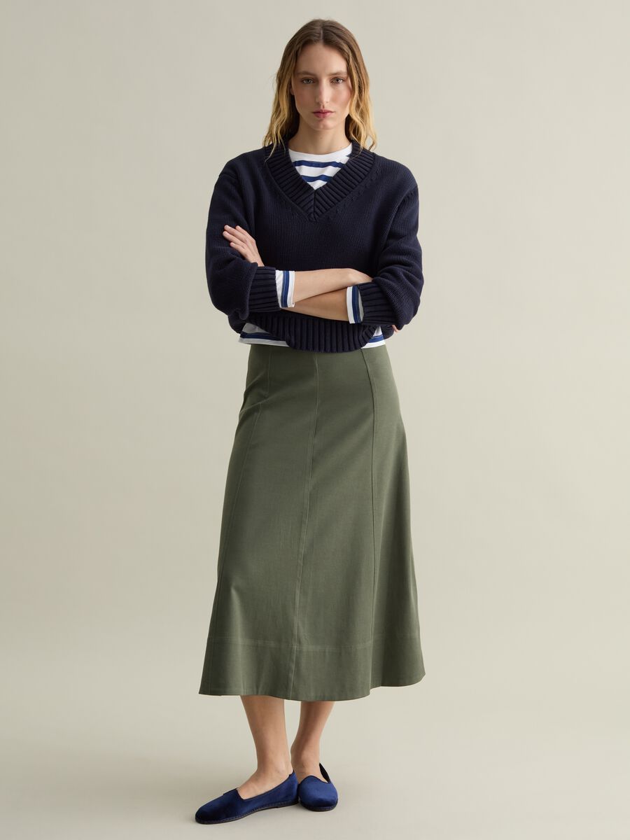 V-neck cotton pullover_1