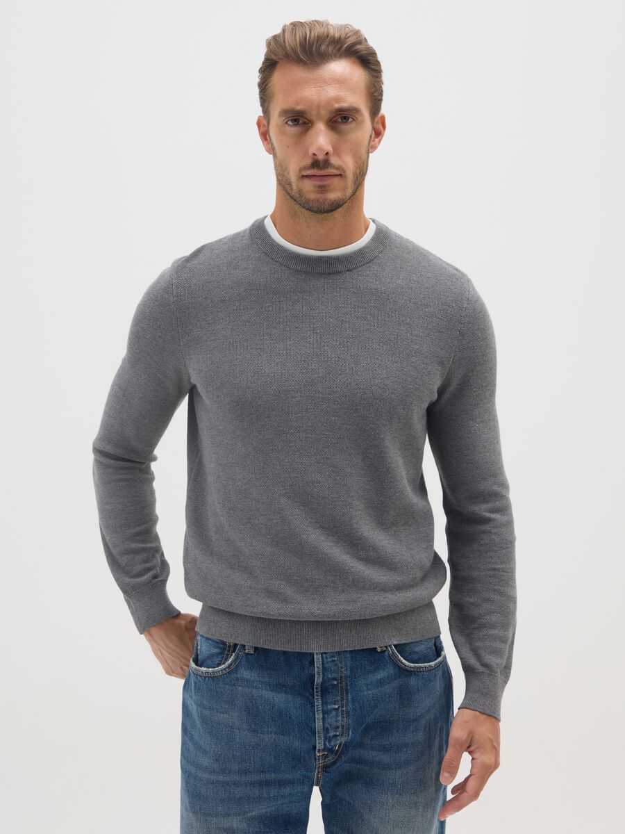Regular Fit Grey Cotton Blend Jumper_0