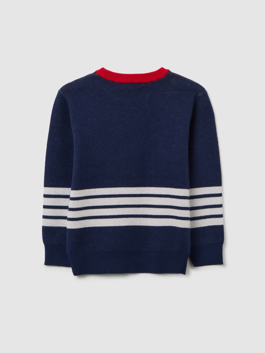 Kid's Regular Fit Multicolour Striped Christmas Sweater_1