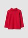 Red pure cotton high-neck T-shirt_0