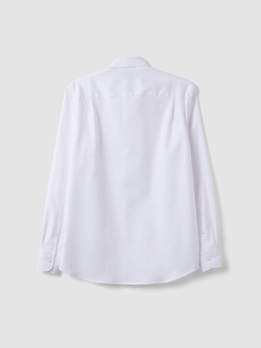 White regular-fit pure cotton shirt with cutaway collar_5