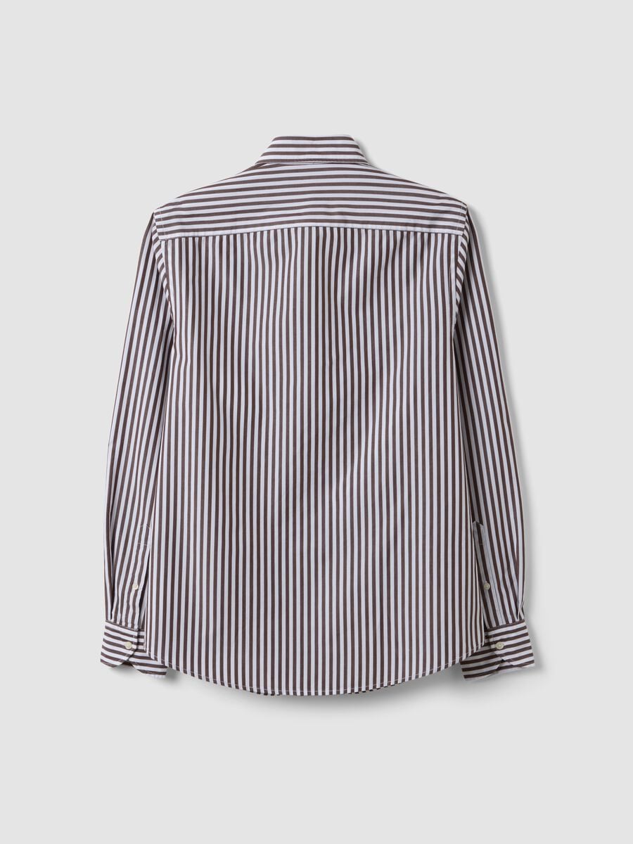 White pure cotton poplin striped shirt, regular fit_6