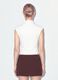 White fitted modal and stretch cotton T-shirt with high neck_2