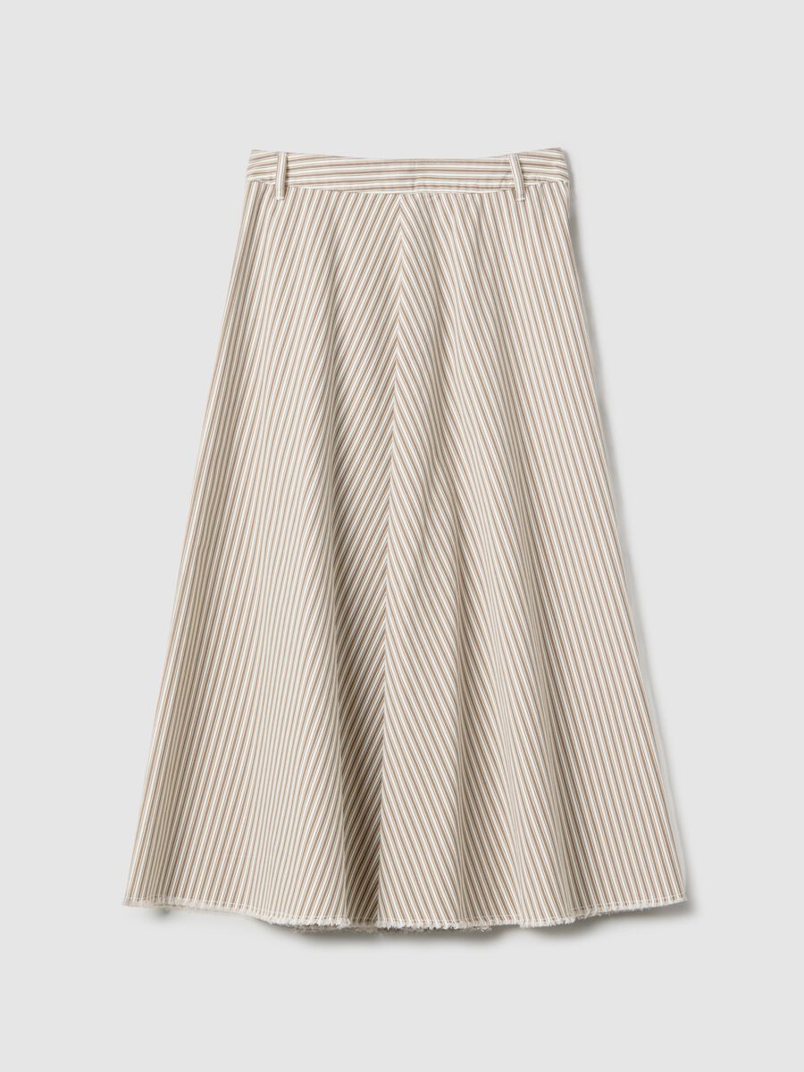 High-waisted skirt in pure cotton with multicolour stripes_4