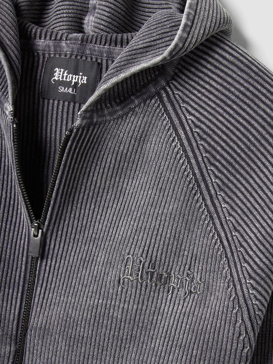 Knit Ribbed Hoodie Washed Grey_5