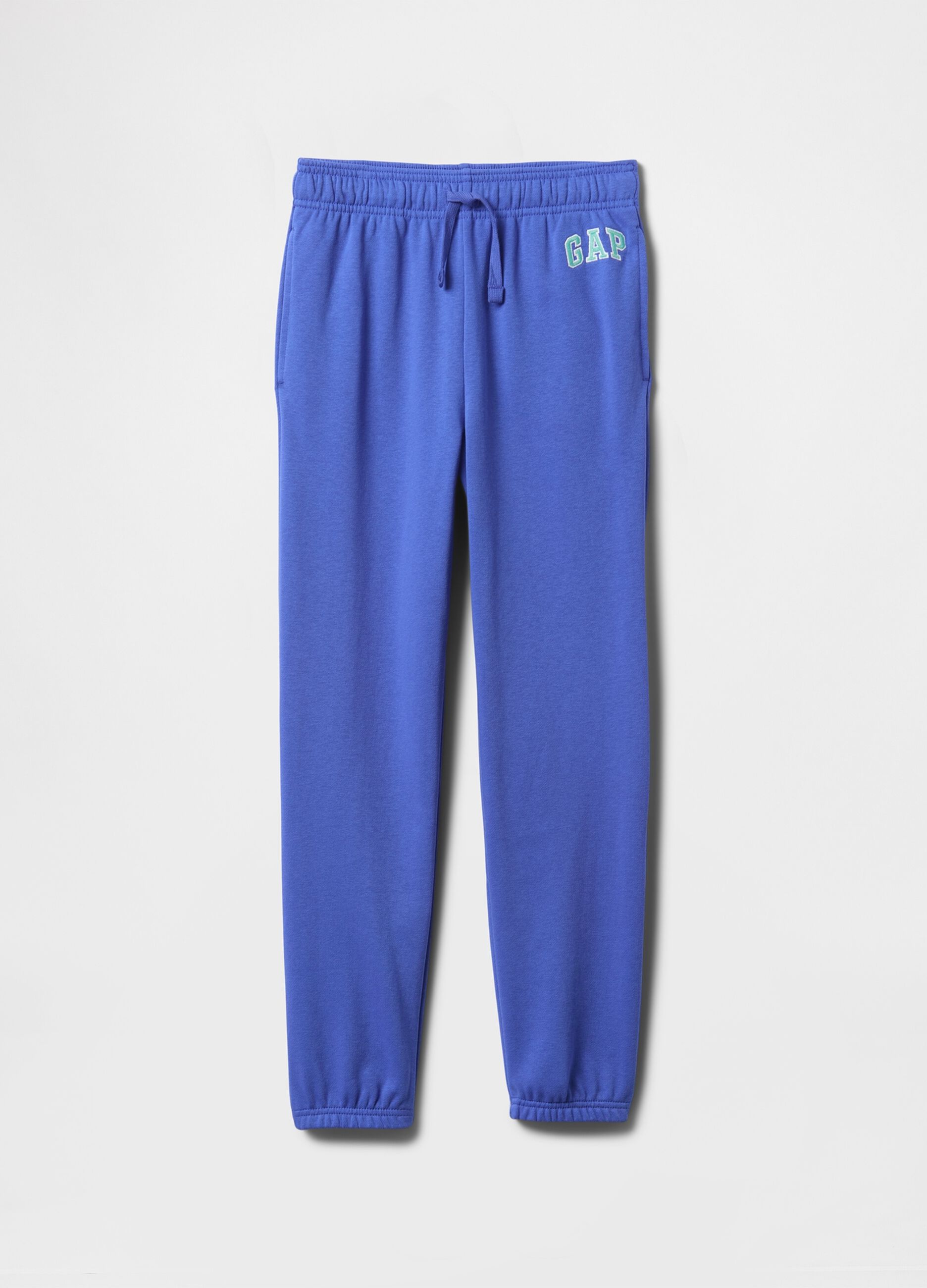 Blue Cotton Blend Jogger Trousers
