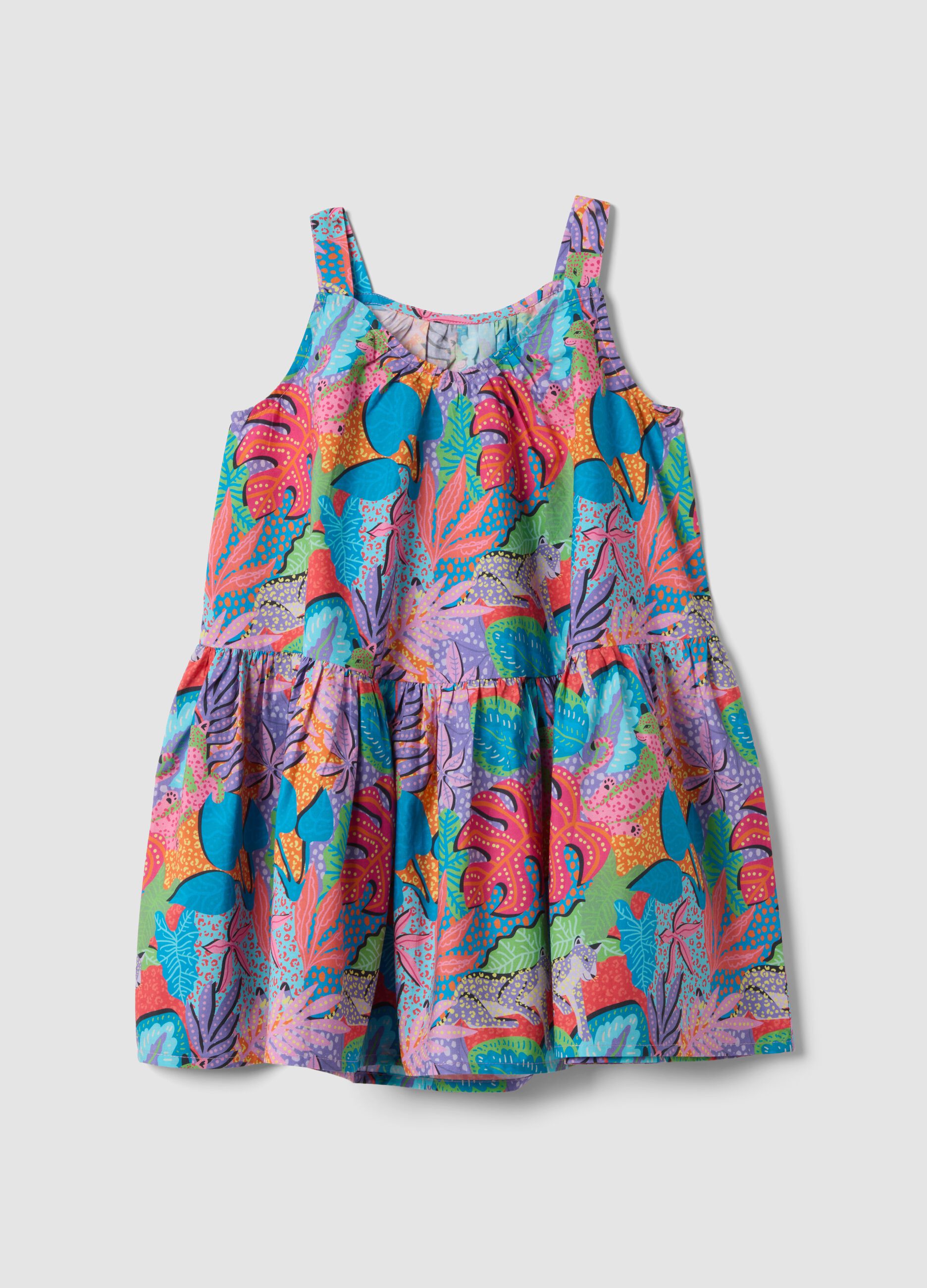 Abito multicolor in puro cotone con spalline