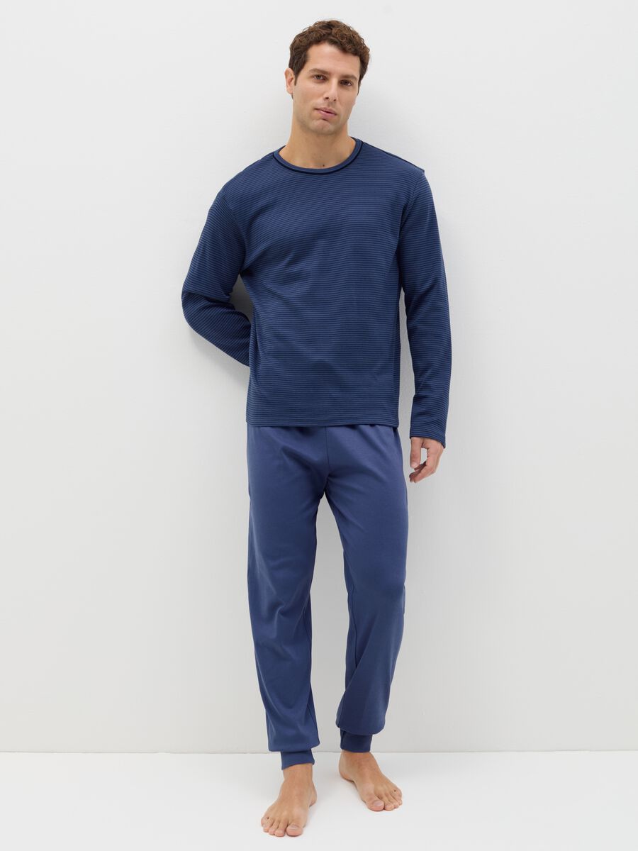 Cotton pyjamas with thin striped top_0