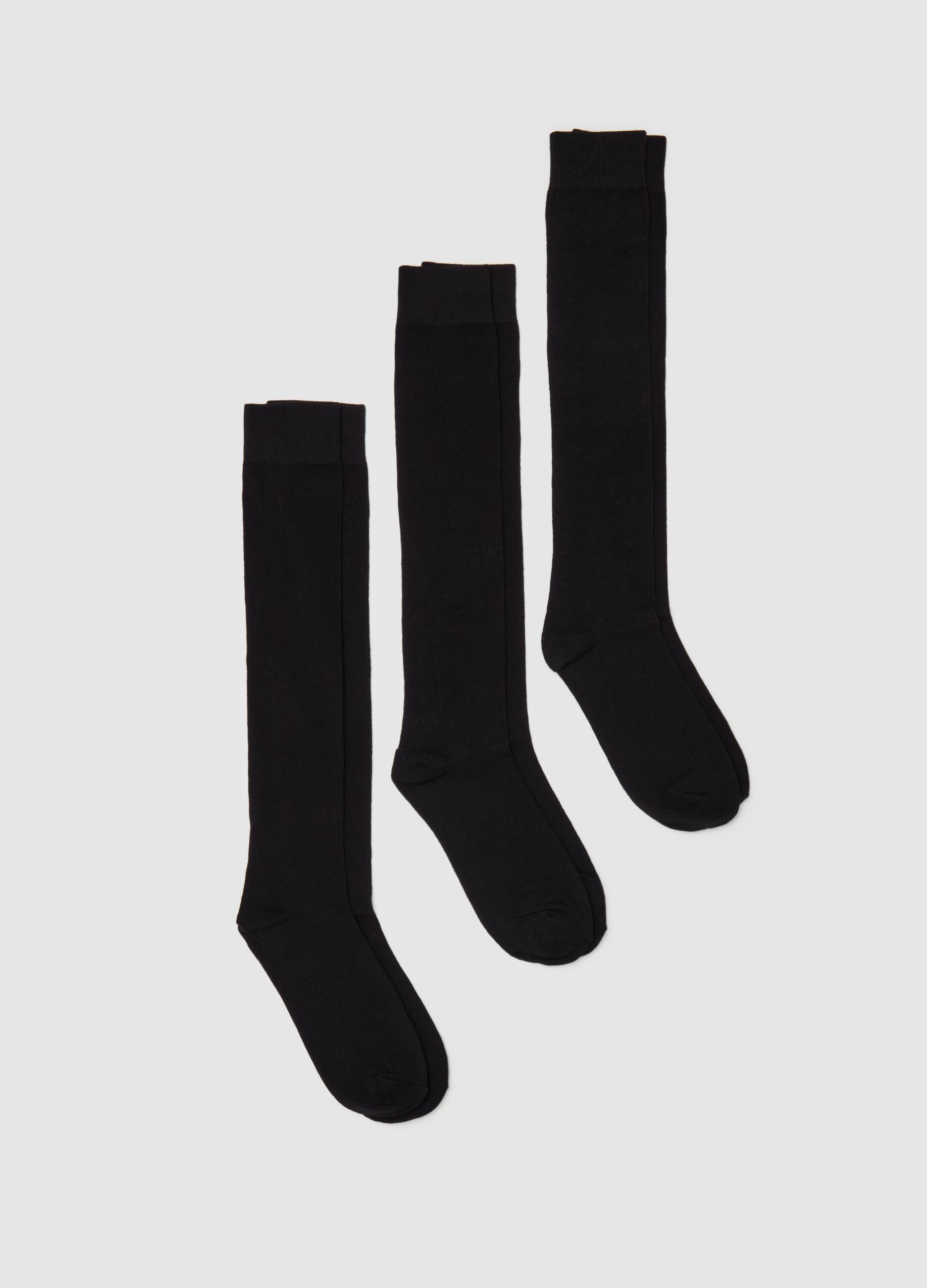 Three-pair pack long socks in organic cotton